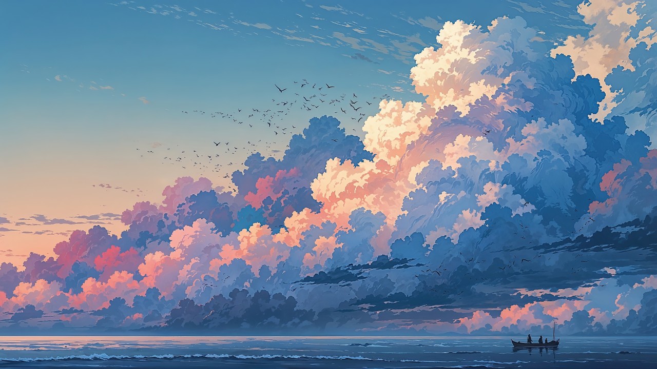 blue sky wallpaper, boat, sailing boat, background for desktop wallpaper (horizontal)