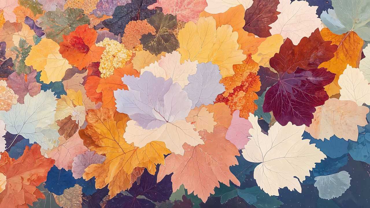 fall art wallpaper, painting, warm colors, background for desktop wallpaper (horizontal)