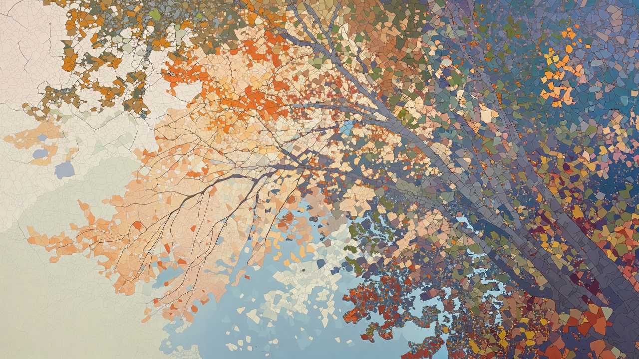 fall art wallpaper, painting, cozy vibes, background for desktop wallpaper (horizontal)