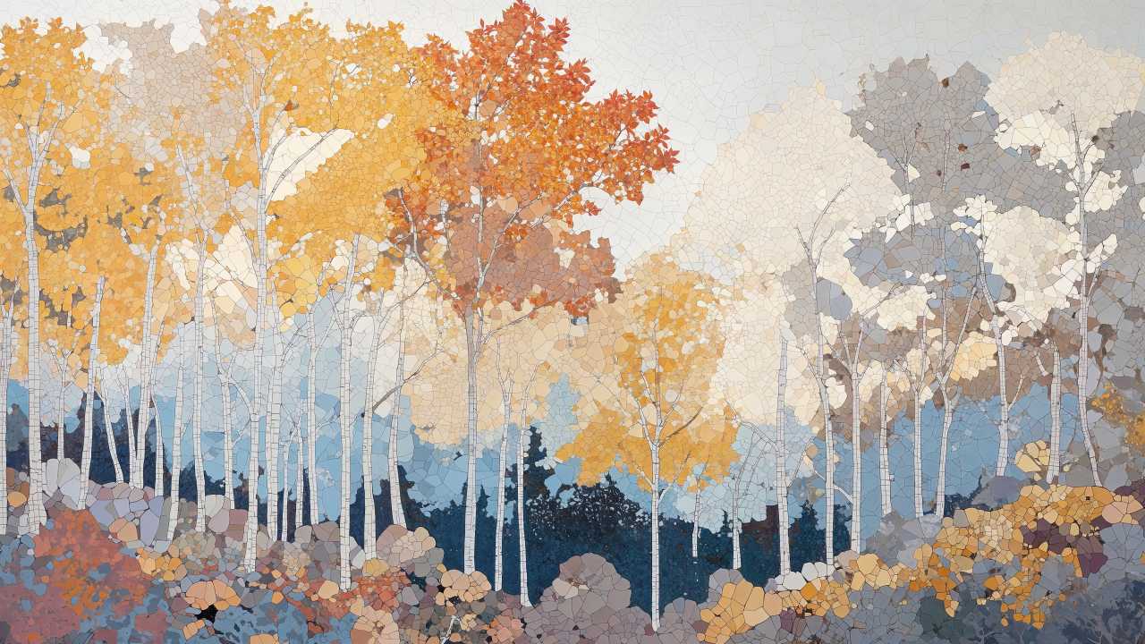fall art wallpaper, painting, nature painting, background for desktop wallpaper (horizontal)