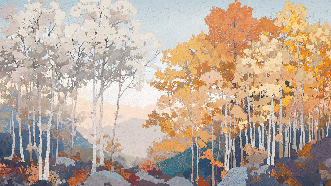 autumn decor wallpaper, nature painting, botanical art, background for desktop wallpaper (horizontal)