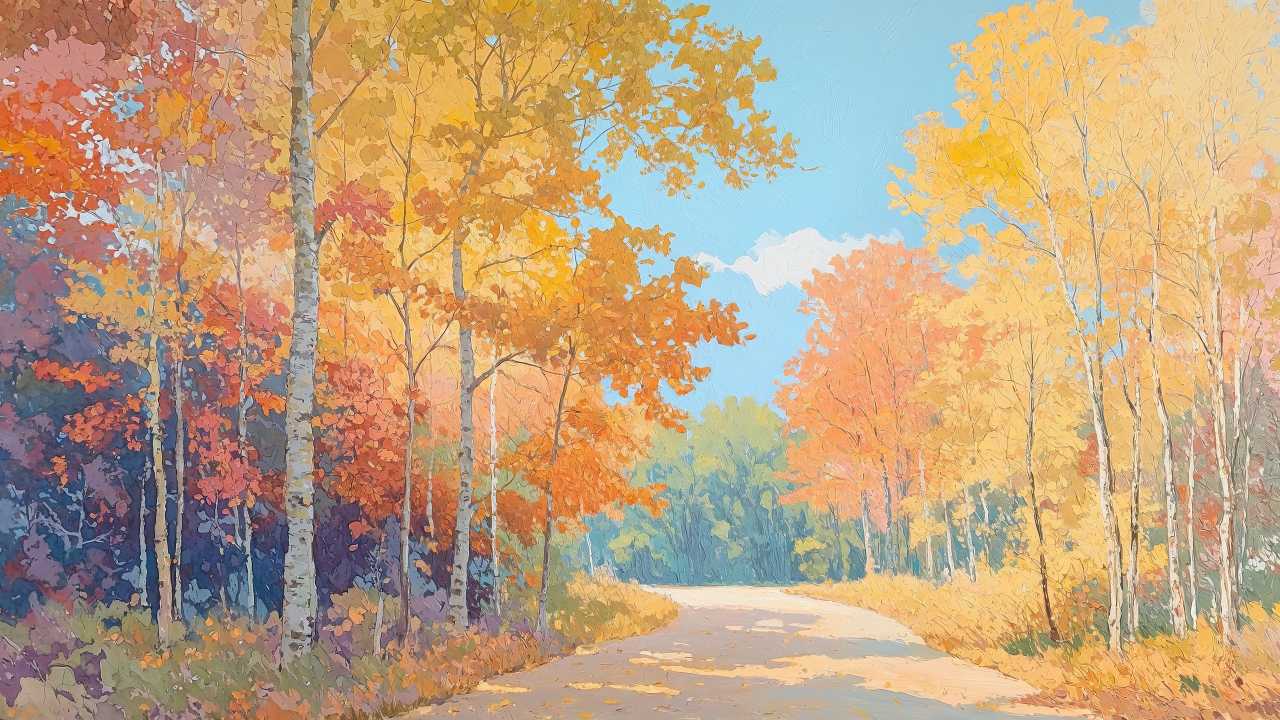 autumn decor wallpaper, nature painting, rustic charm, background for desktop wallpaper (horizontal)