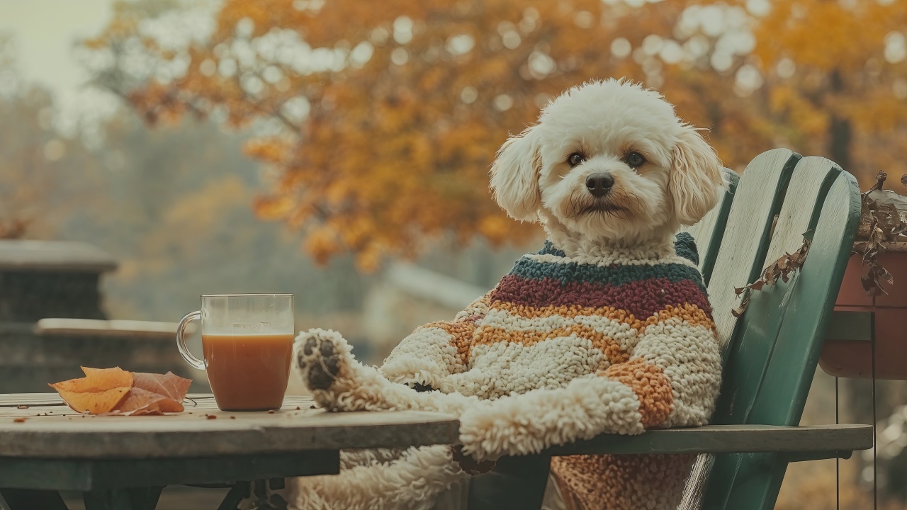 dogs thanksgiving wallpaper, family gathering, cute animals, background for desktop wallpaper (horizontal)