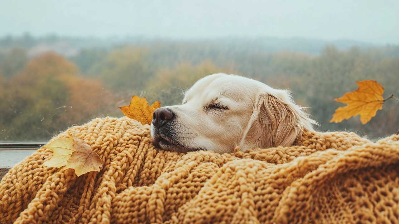 dogs thanksgiving wallpaper, cute puppies, autumn vibes, background for desktop wallpaper (horizontal)