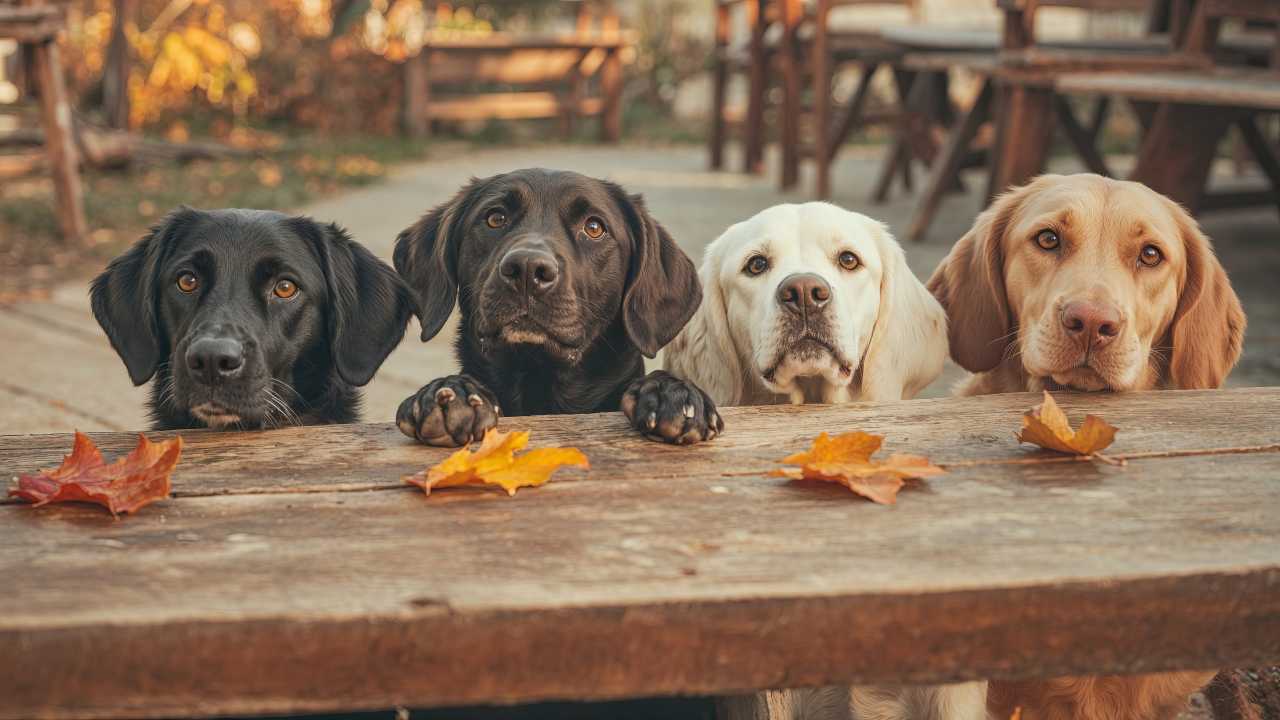 dogs thanksgiving wallpaper, gratitude, family gathering, background for desktop wallpaper (horizontal)