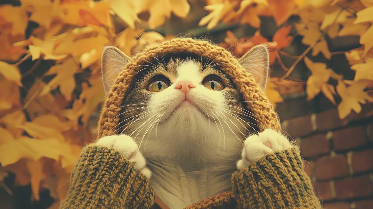 cats thanksgiving wallpaper, funny, autumn fashion, background for desktop wallpaper (horizontal)