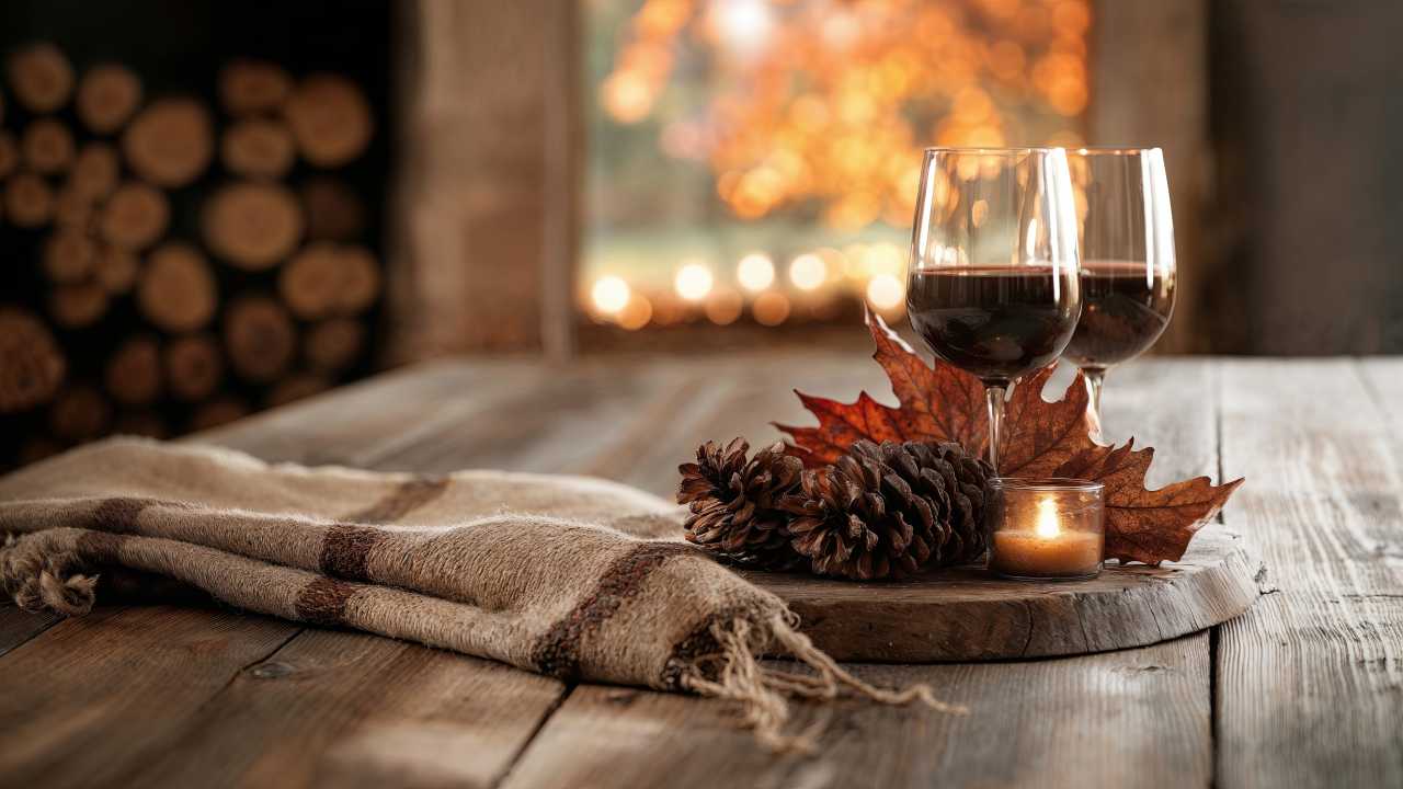 fall decoration wallpaper, stock image, seasonal decor, background for desktop wallpaper (horizontal)