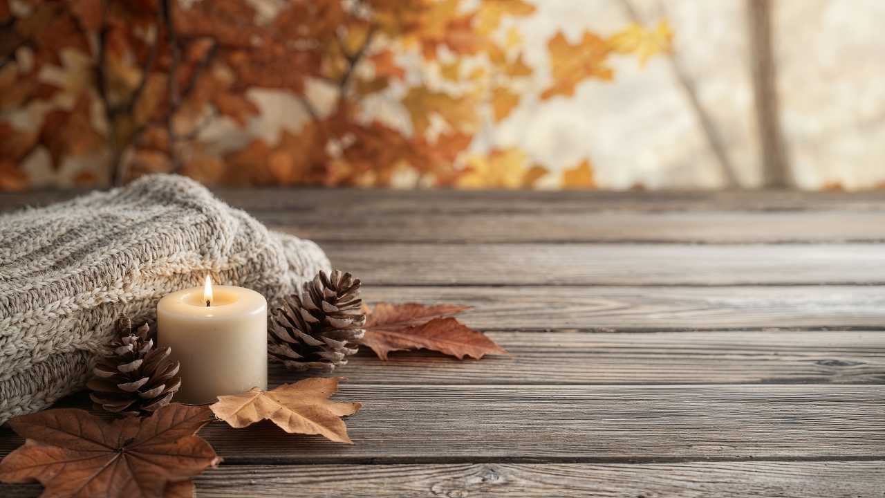 fall decoration wallpaper, stock image, seasonal decor, background for desktop wallpaper (horizontal)