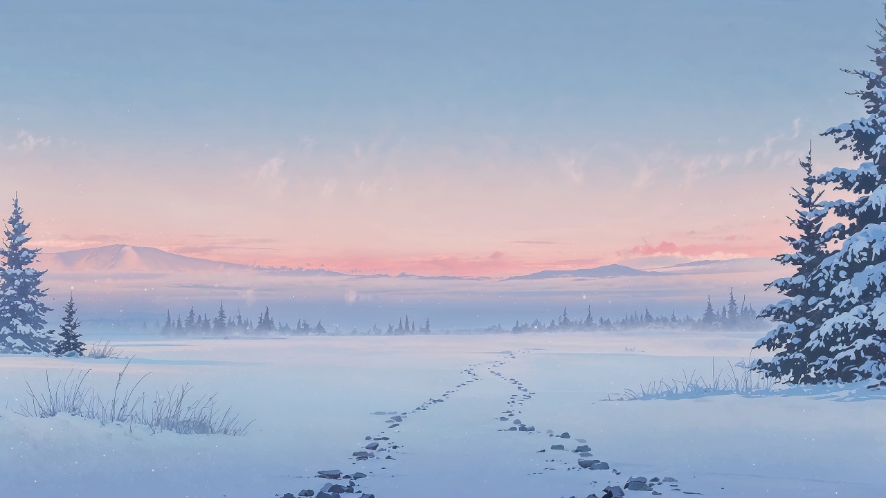 snow wallpaper, tree, evergreen, background for desktop wallpaper (horizontal)