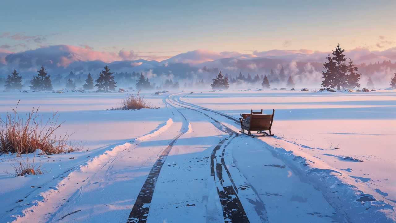 xmas wallpaper, landscape, minimalist design, background for desktop wallpaper (horizontal)