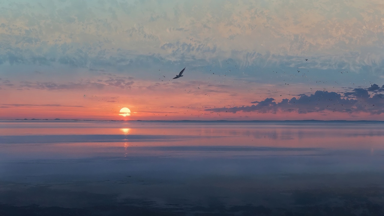 beach sunset wallpaper, sunset hour, evening sky, background for desktop wallpaper (horizontal)