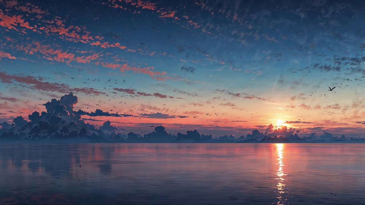 sunset wallpaper wallpaper, beautiful sky, beach view, background for desktop wallpaper (horizontal)