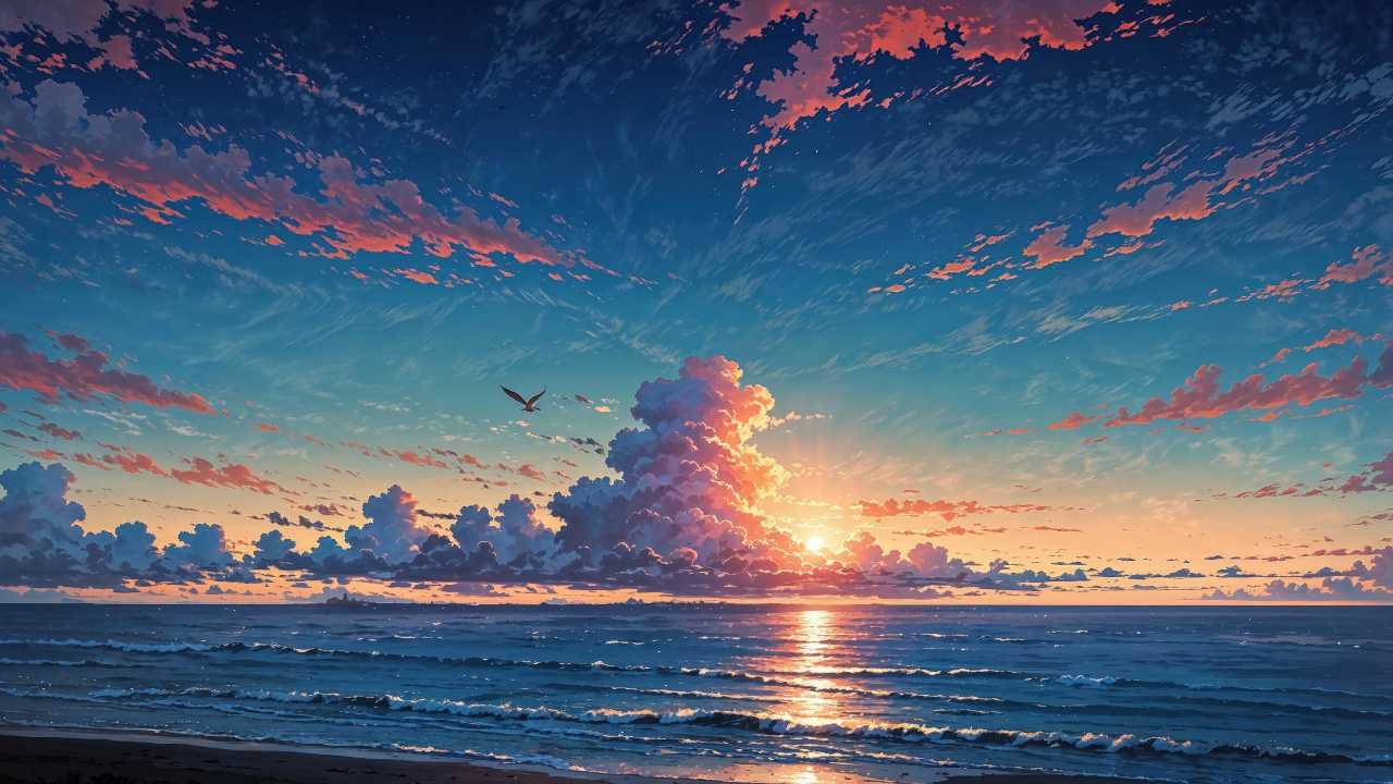 sunset wallpaper wallpaper, tranquil water, tranquil sea, background for desktop wallpaper (horizontal)