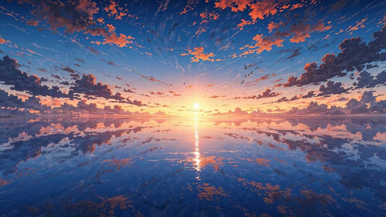 colorful sky wallpaper, cloudscape, calming waves, background for desktop wallpaper (horizontal)