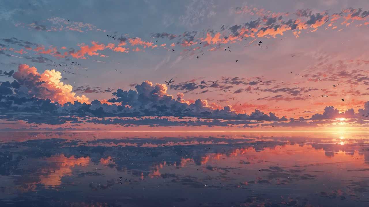 colorful clouds wallpaper, warm tones, scenic landscape, background for desktop wallpaper (horizontal)