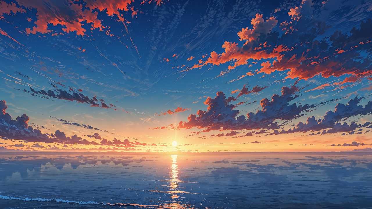 tropical sunset wallpaper, colorful sunset, dramatic sky, background for desktop wallpaper (horizontal)