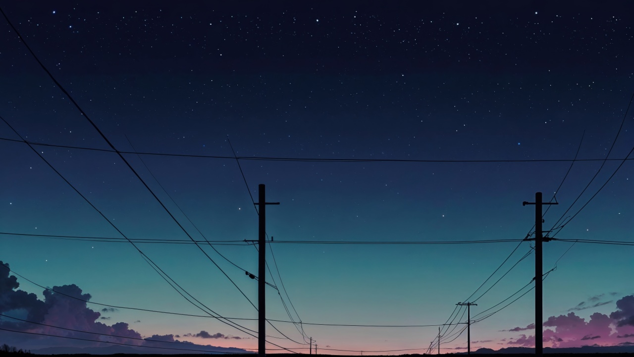 night wallpaper wallpaper, power line, moody aesthetic, background for desktop wallpaper (horizontal)