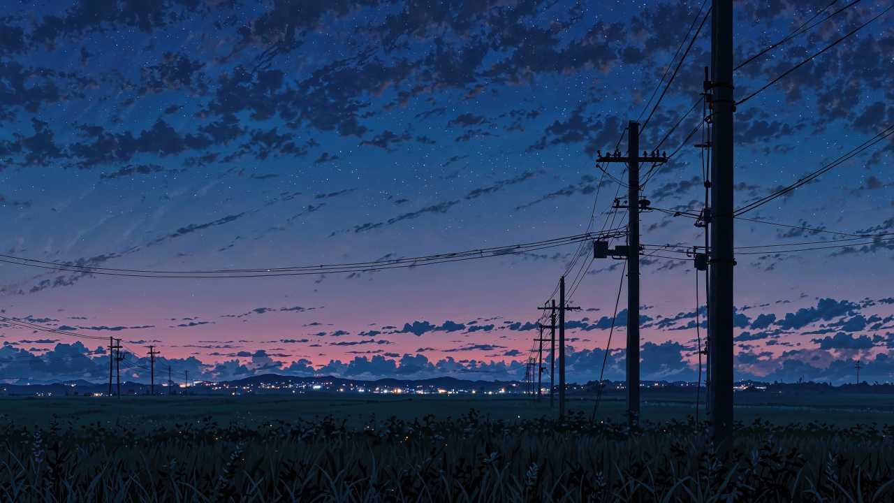 night wallpaper wallpaper, power line, tranquil scenery, background for desktop wallpaper (horizontal)