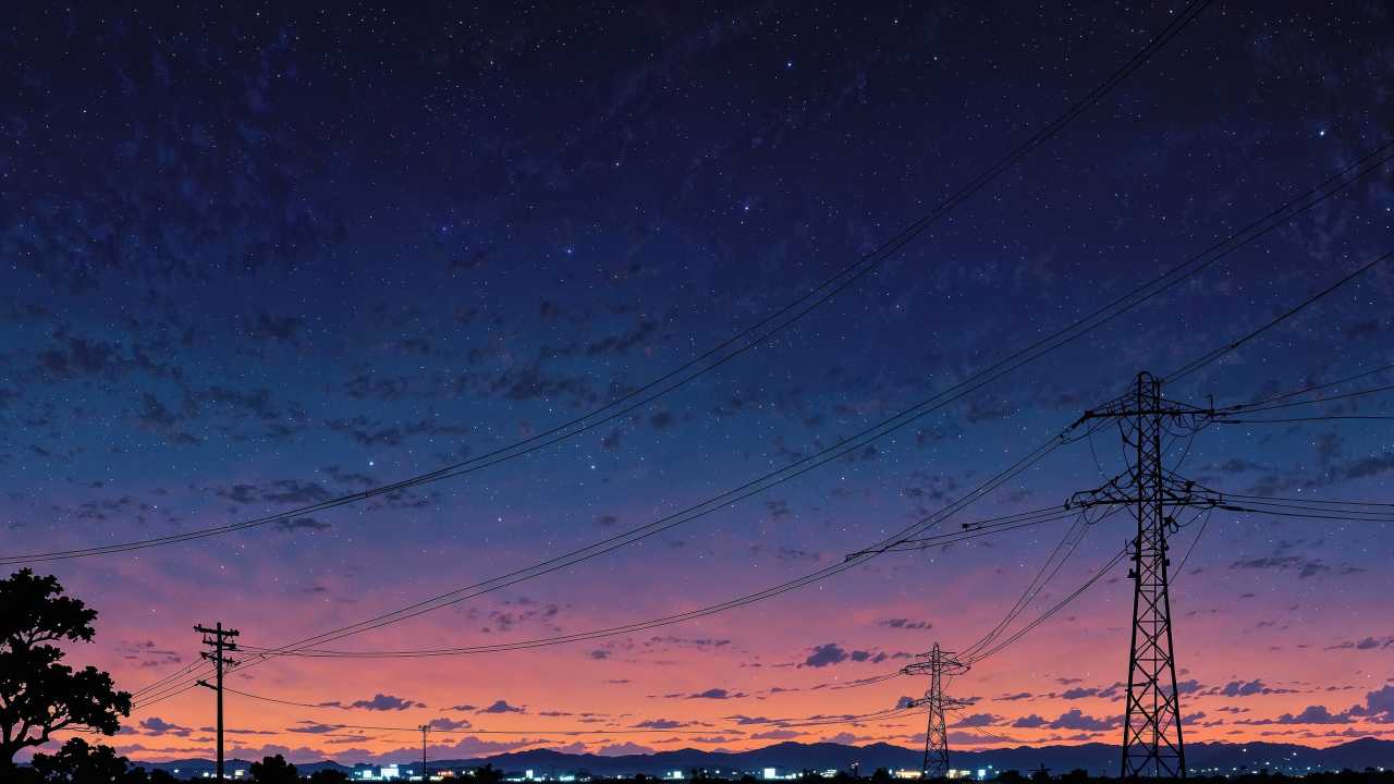 night wallpaper wallpaper, power line, minimal design, background for desktop wallpaper (horizontal)