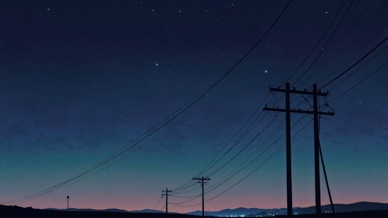 power line wallpaper, nighttime, atmospheric, background for desktop wallpaper (horizontal)