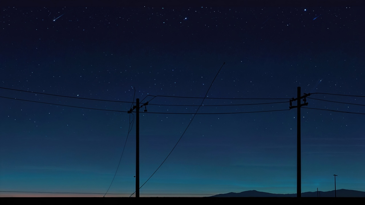power line wallpaper, stars at night, constellations, background for desktop wallpaper (horizontal)