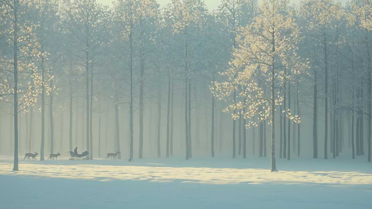 christmas reindeers wallpaper, snowy, snowflakes, background for desktop wallpaper (horizontal)