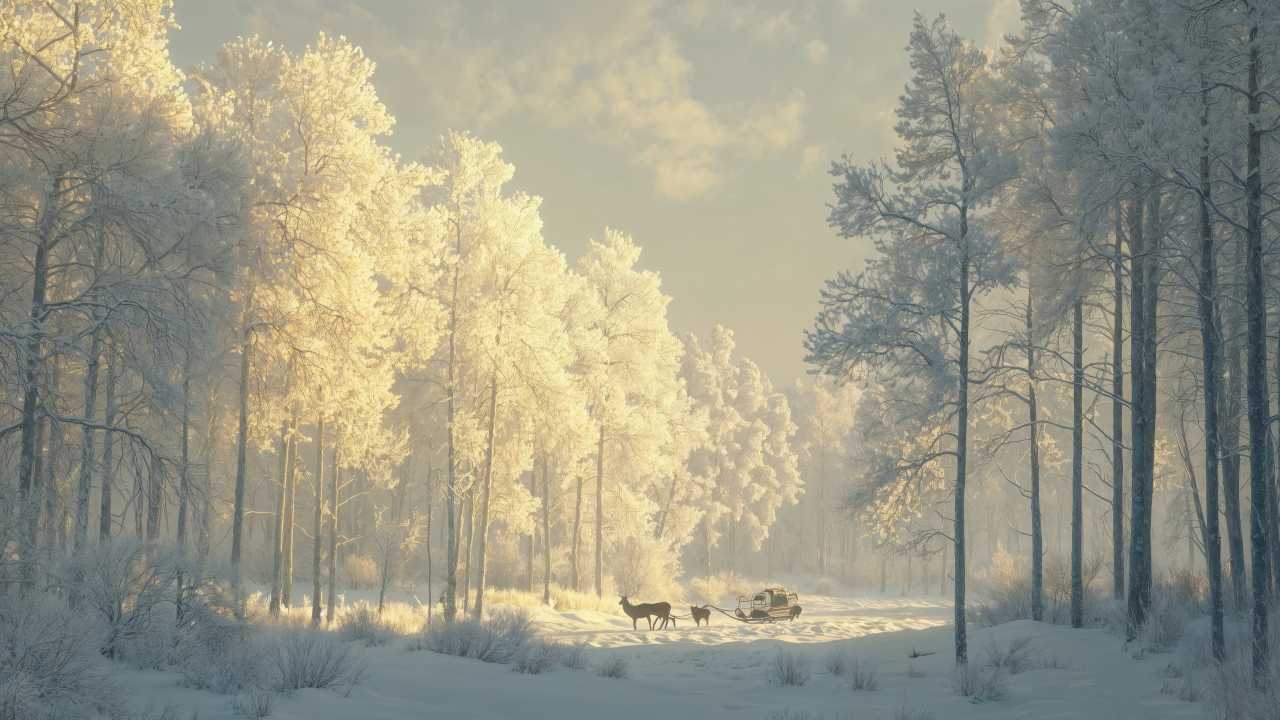 christmas reindeers wallpaper, snowy, festive snow, background for desktop wallpaper (horizontal)