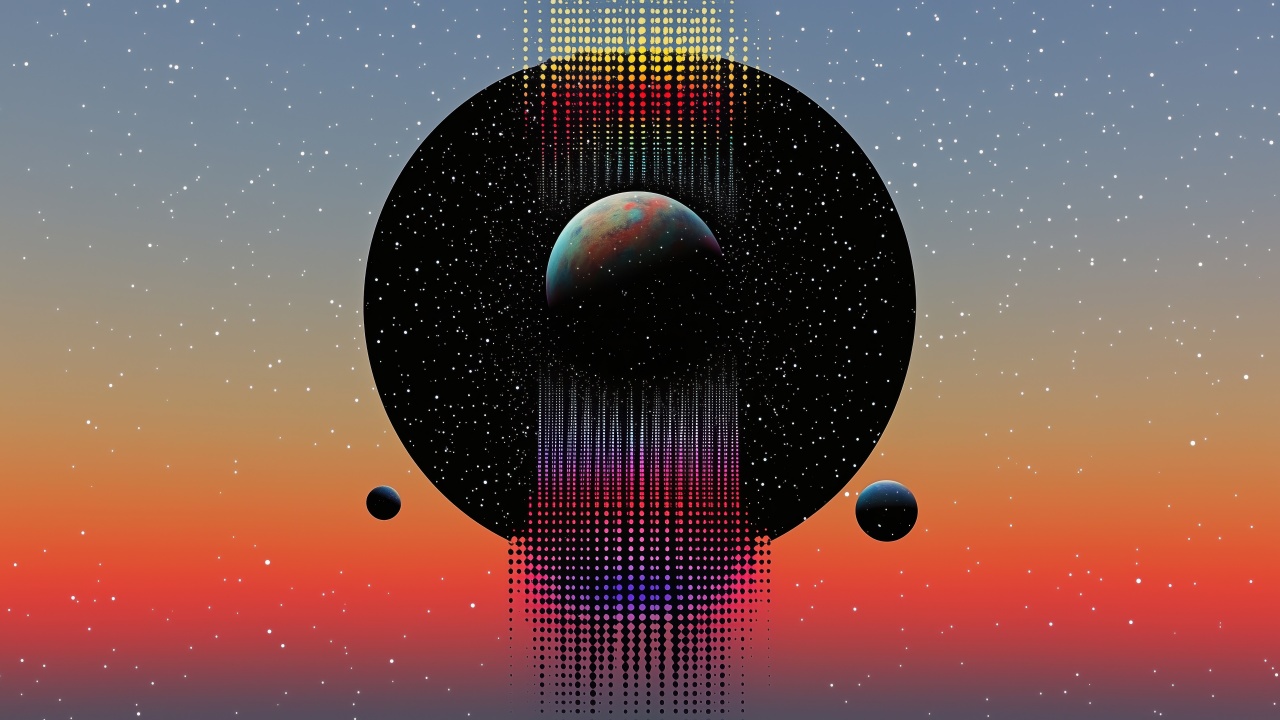 retro vibe wallpaper, spectrum colors, psychedelic patterns, background for desktop wallpaper (horizontal)