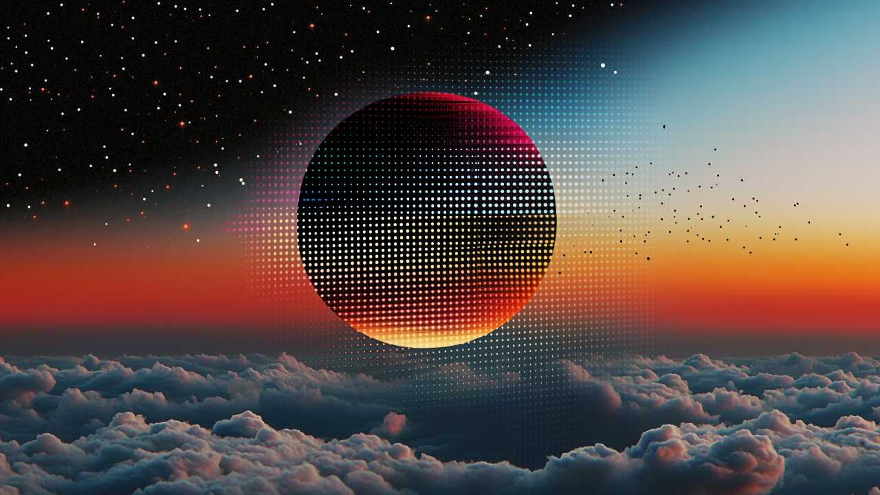 retro vibe wallpaper, cosmic colors, space exploration, background for desktop wallpaper (horizontal)