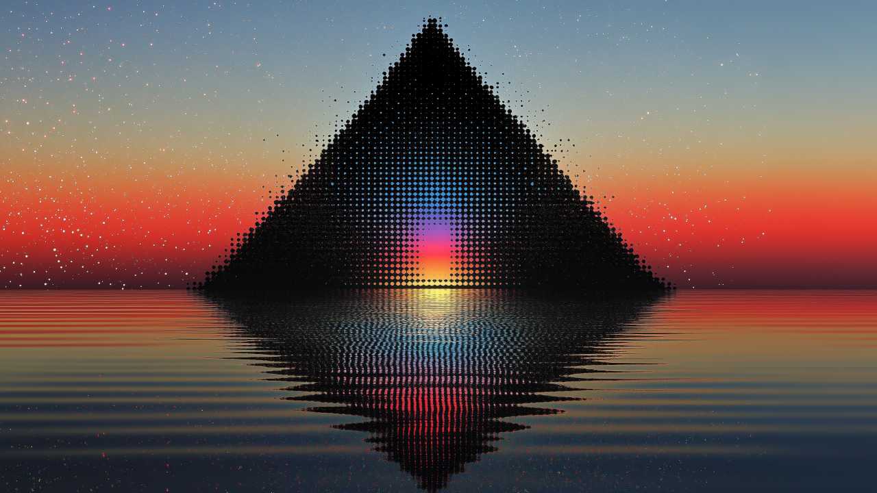 retro vibe wallpaper, pyramid, space exploration, background for desktop wallpaper (horizontal)