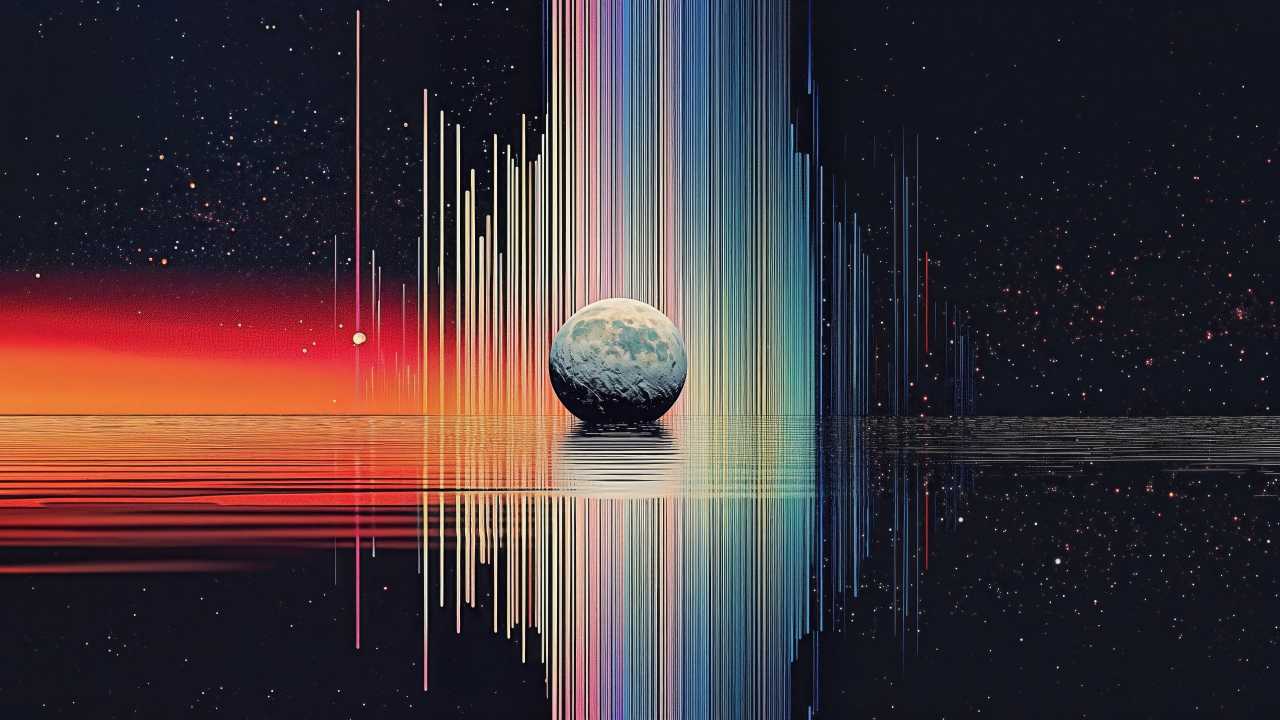 retro vibe wallpaper, abstract art, outer space, background for desktop wallpaper (horizontal)