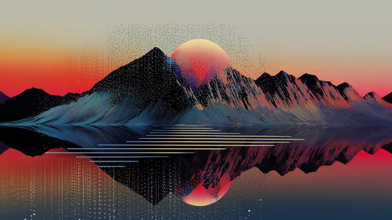 retro vibe wallpaper, colorful spectrum, space art, background for desktop wallpaper (horizontal)