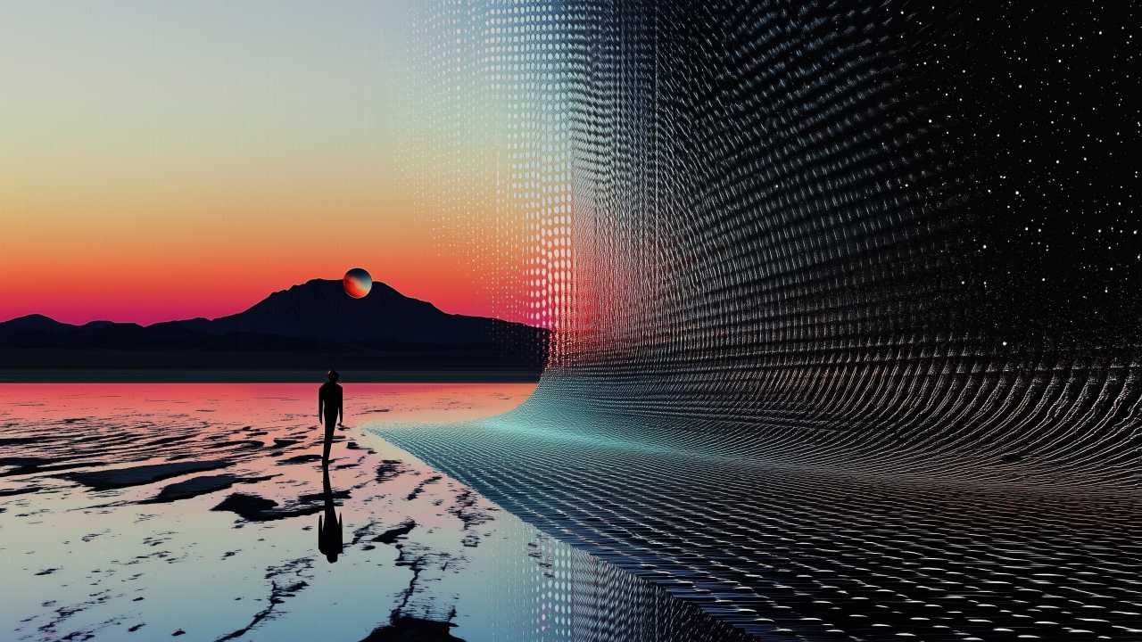 retrowave wallpaper, vaporwave, neon colors, background for desktop wallpaper (horizontal)