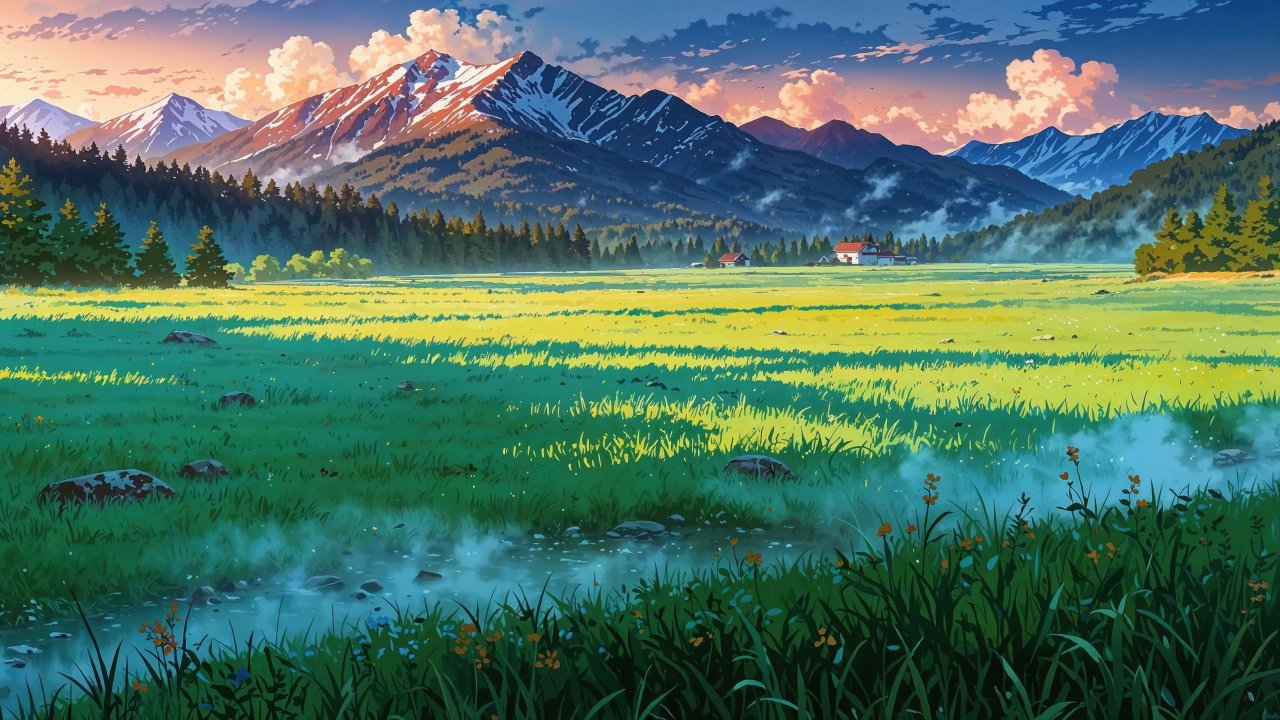 green hills wallpaper, sunny skies, rolling meadows, background for desktop wallpaper (horizontal)