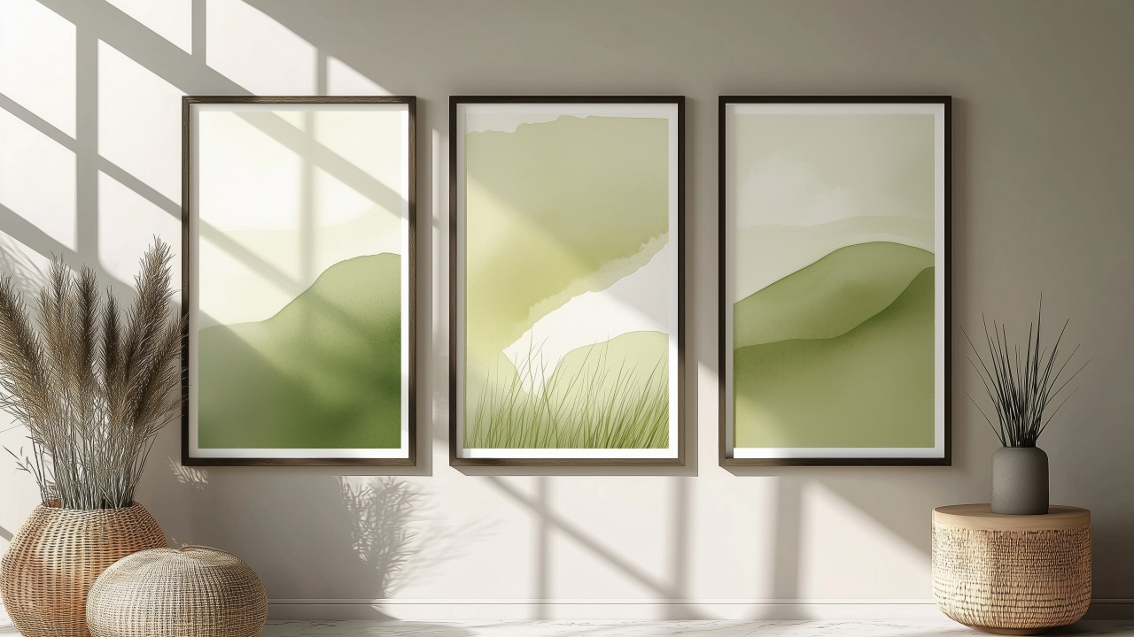 interior design wallpaper, green hue, calming color schemes, background for desktop wallpaper (horizontal)