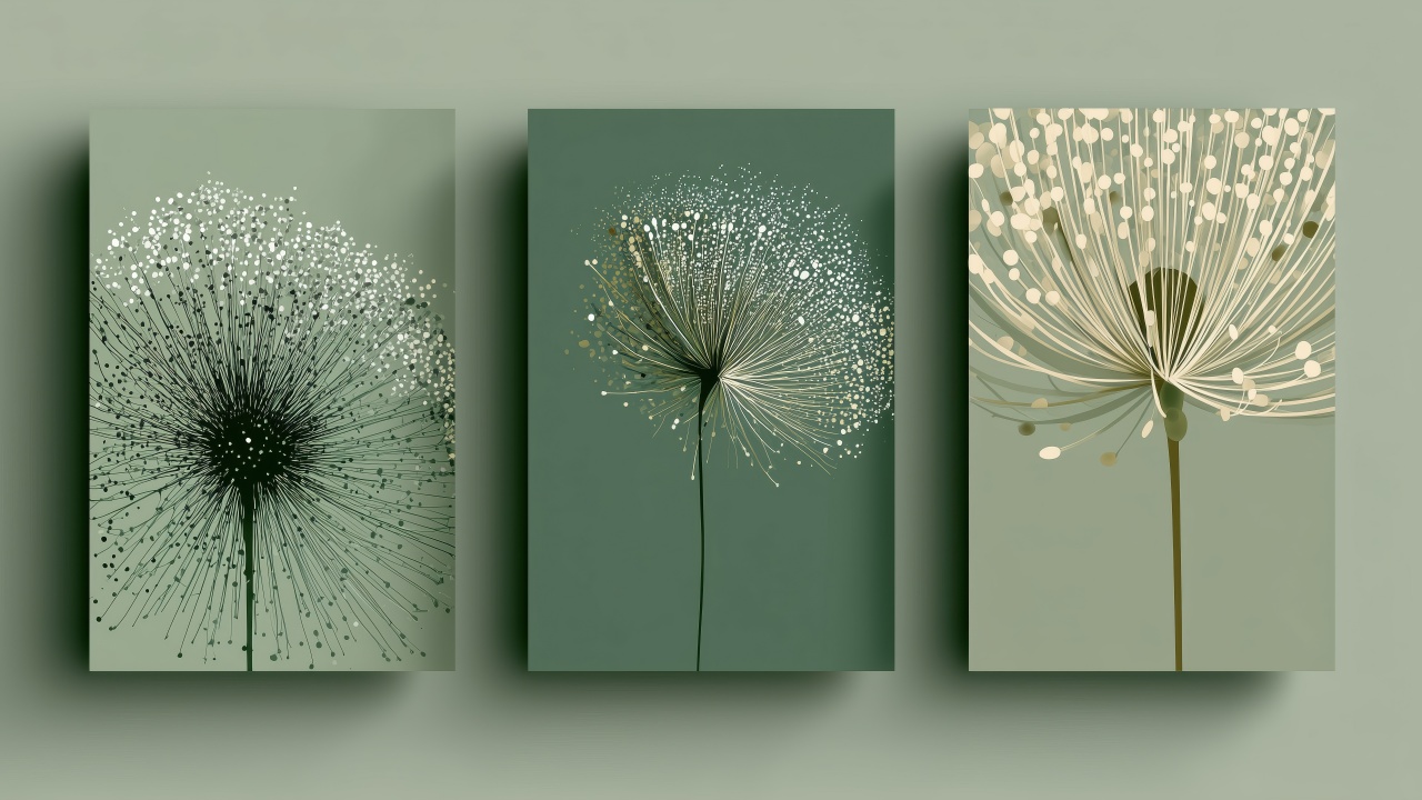 biophilic design wallpaper, plant art, botanical prints, background for desktop wallpaper (horizontal)