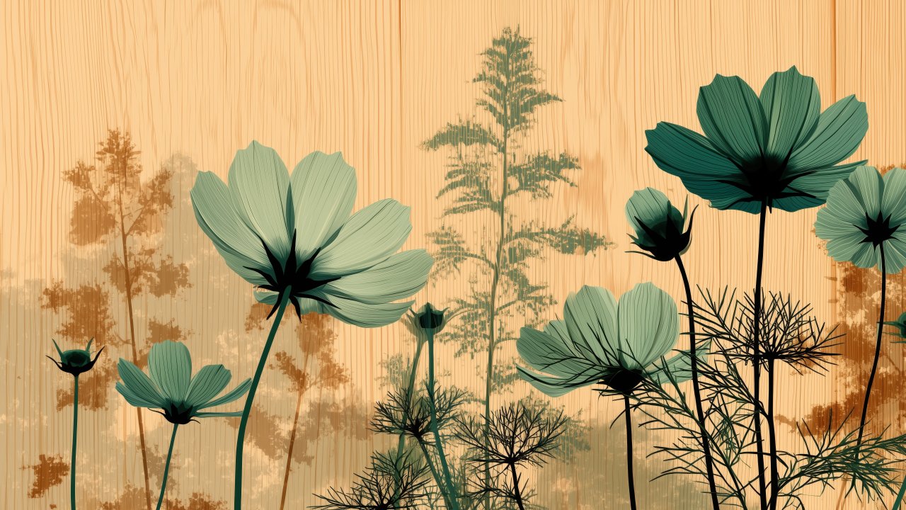 botanical design wallpaper, green leaves, eco-friendly decor, background for desktop wallpaper (horizontal)