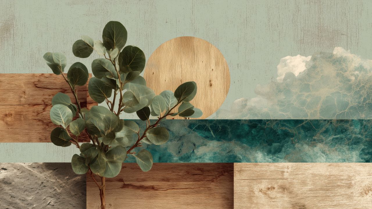 plant art wallpaper, botanical illustration, eco-friendly decor, background for desktop wallpaper (horizontal)