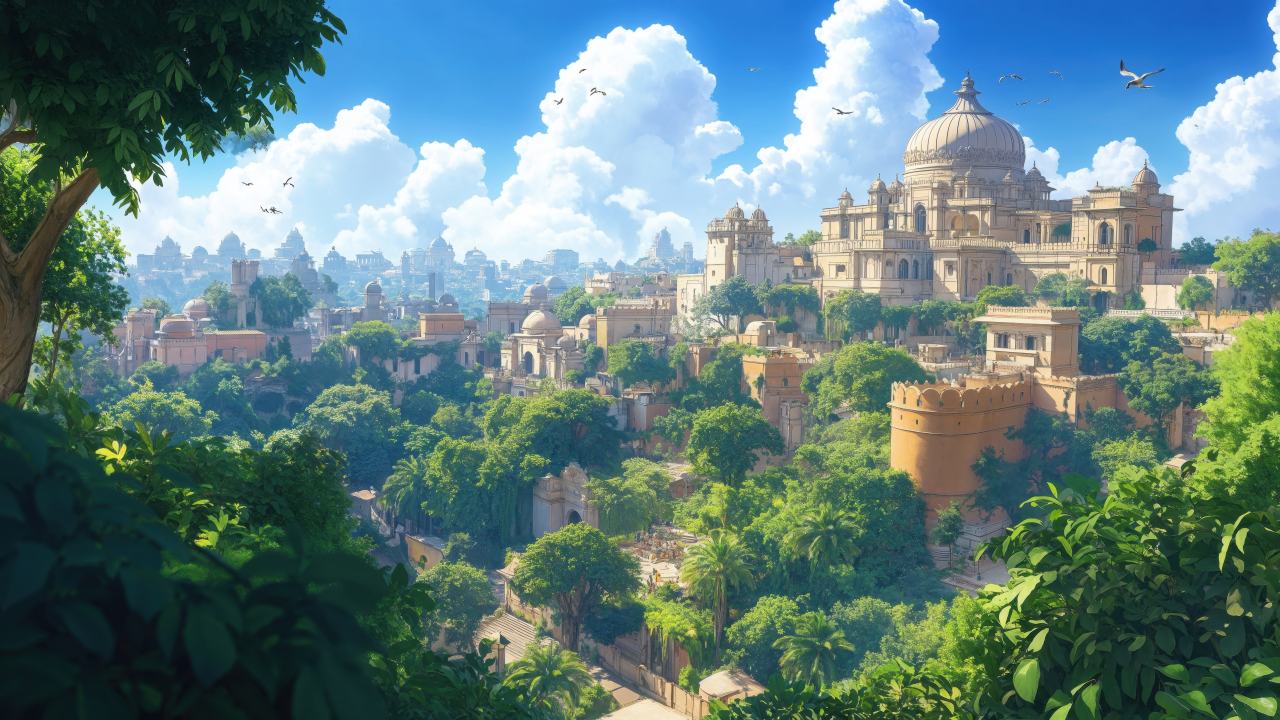 ancient wallpaper, indian architecture, nature trails, background for desktop wallpaper (horizontal)