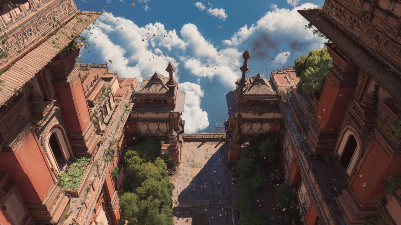 temple architecture wallpaper, ancient ruins, architectural photography, background for desktop wallpaper (horizontal)