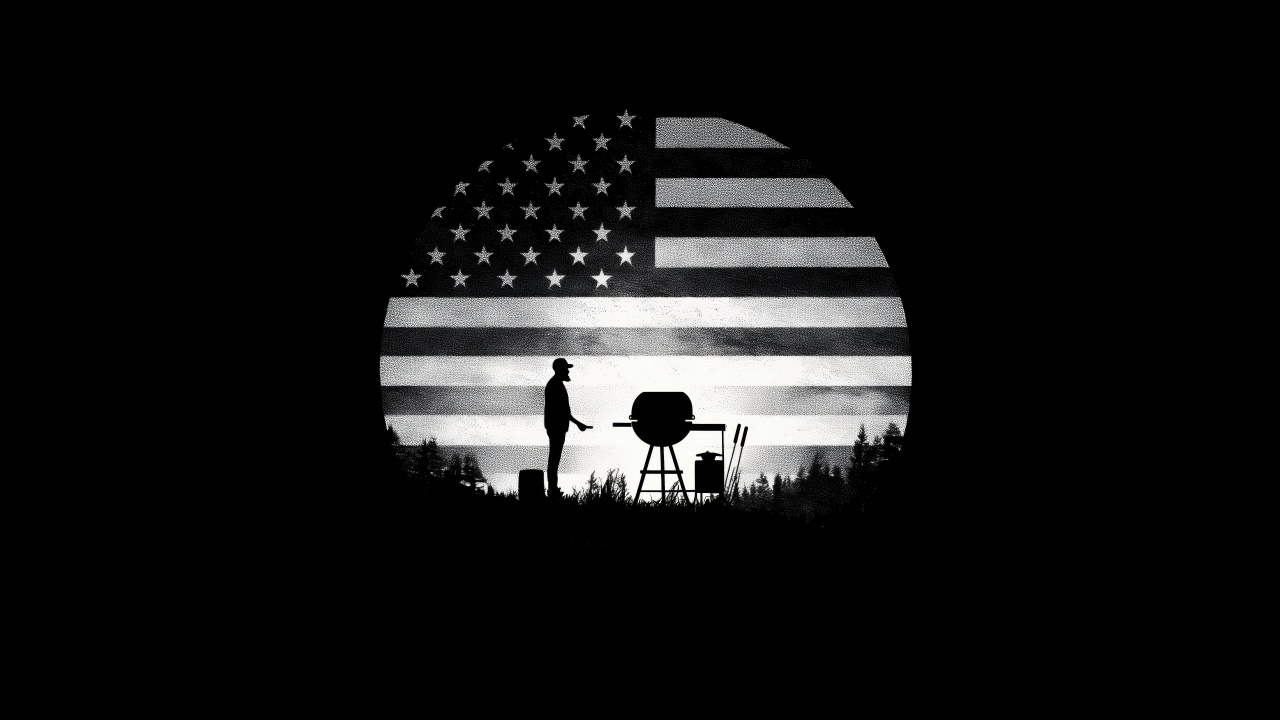 american flag wallpaper, dark wallpaper, grilling accessories, background for desktop wallpaper (horizontal)