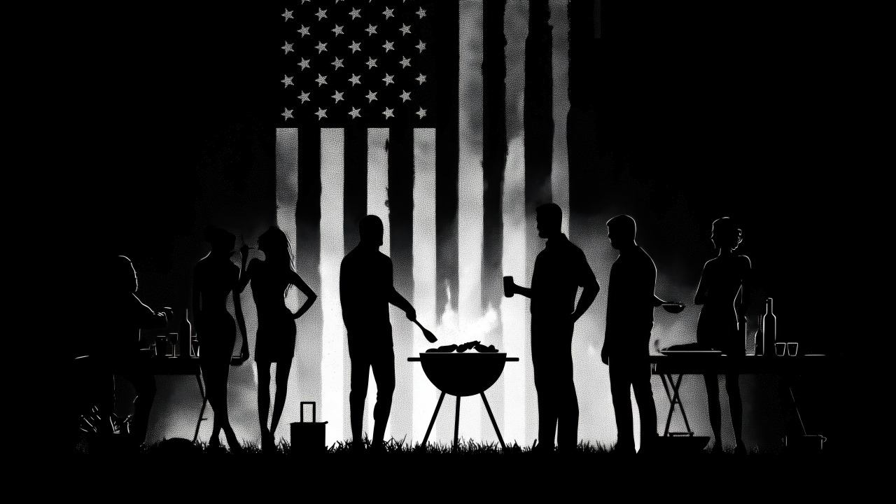 american flag wallpaper, dark wallpaper, grilling accessories, background for desktop wallpaper (horizontal)