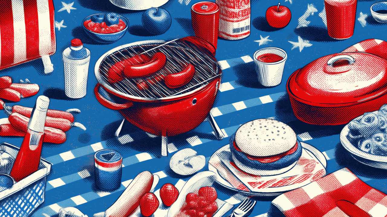 party wallpaper, outdoor barbecue, grilling recipes, background for desktop wallpaper (horizontal)
