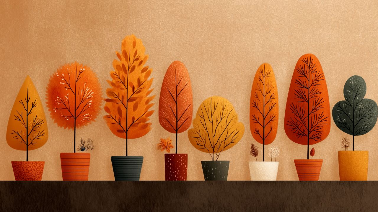 autumn plants wallpaper, autumn colors, tree canopies, background for desktop wallpaper (horizontal)