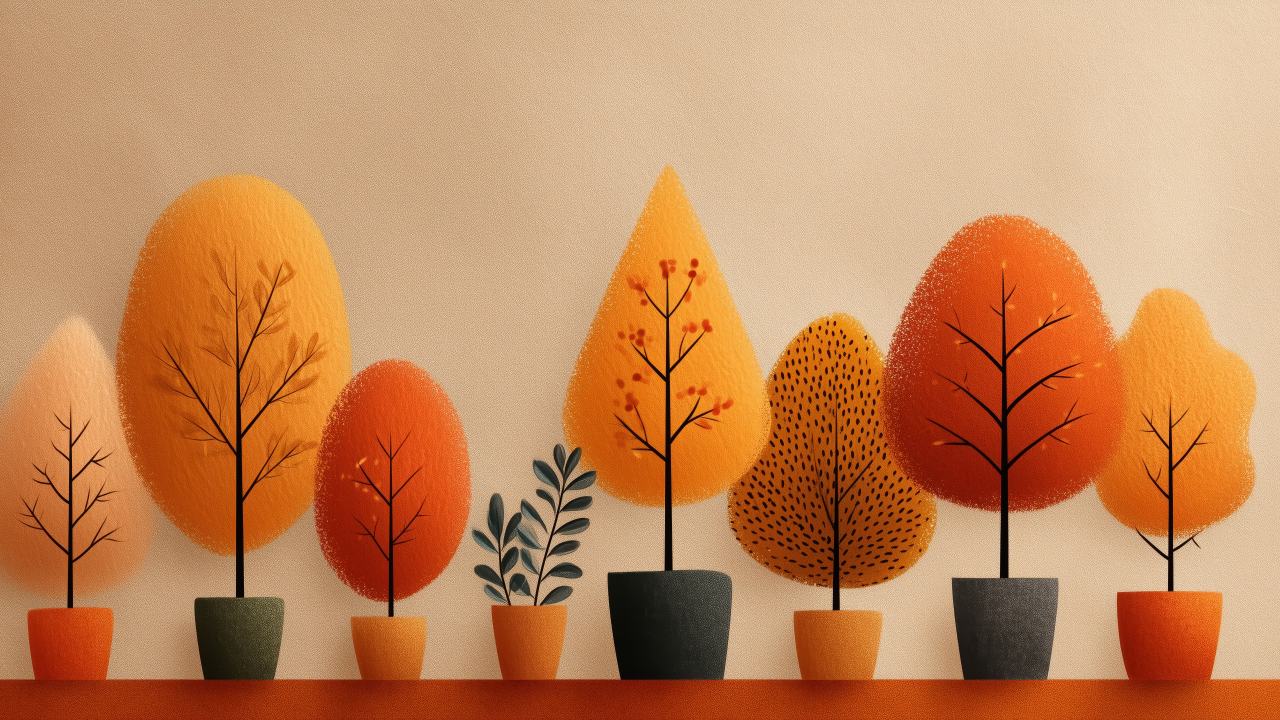 autumn plants wallpaper, seasonal decor, warm tones, background for desktop wallpaper (horizontal)