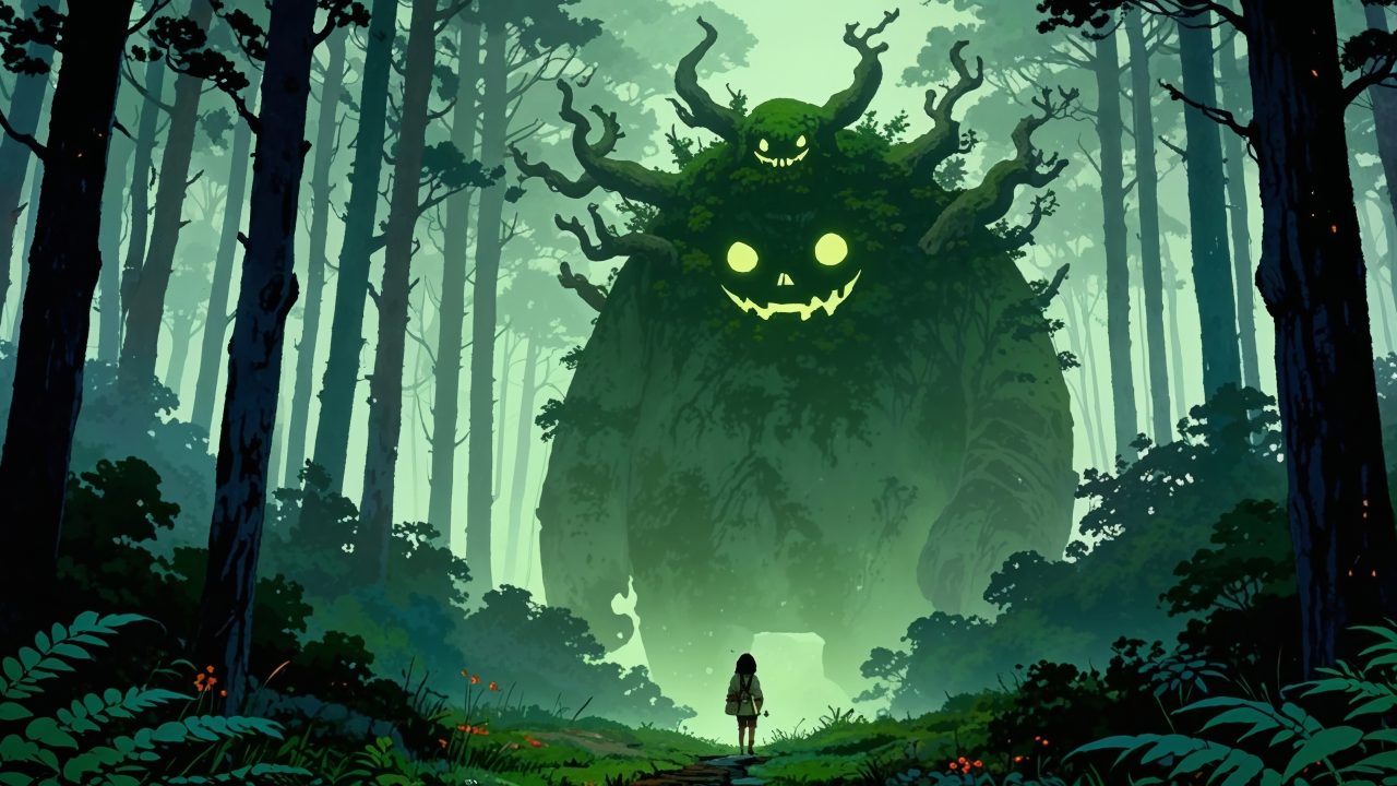 nature spirit wallpaper, mystical forest, dark fantasy, background for desktop wallpaper (horizontal)