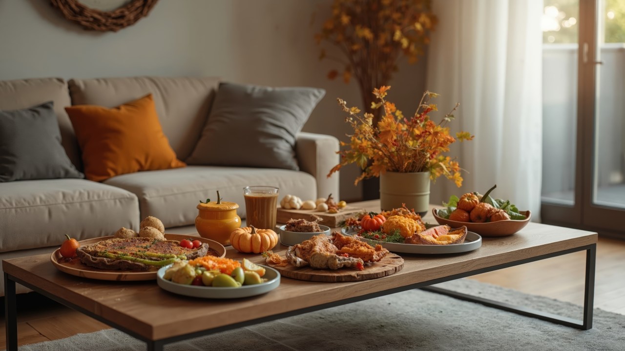 friendsgiving invitation wallpaper, grateful, holiday gathering, background for desktop wallpaper (horizontal)