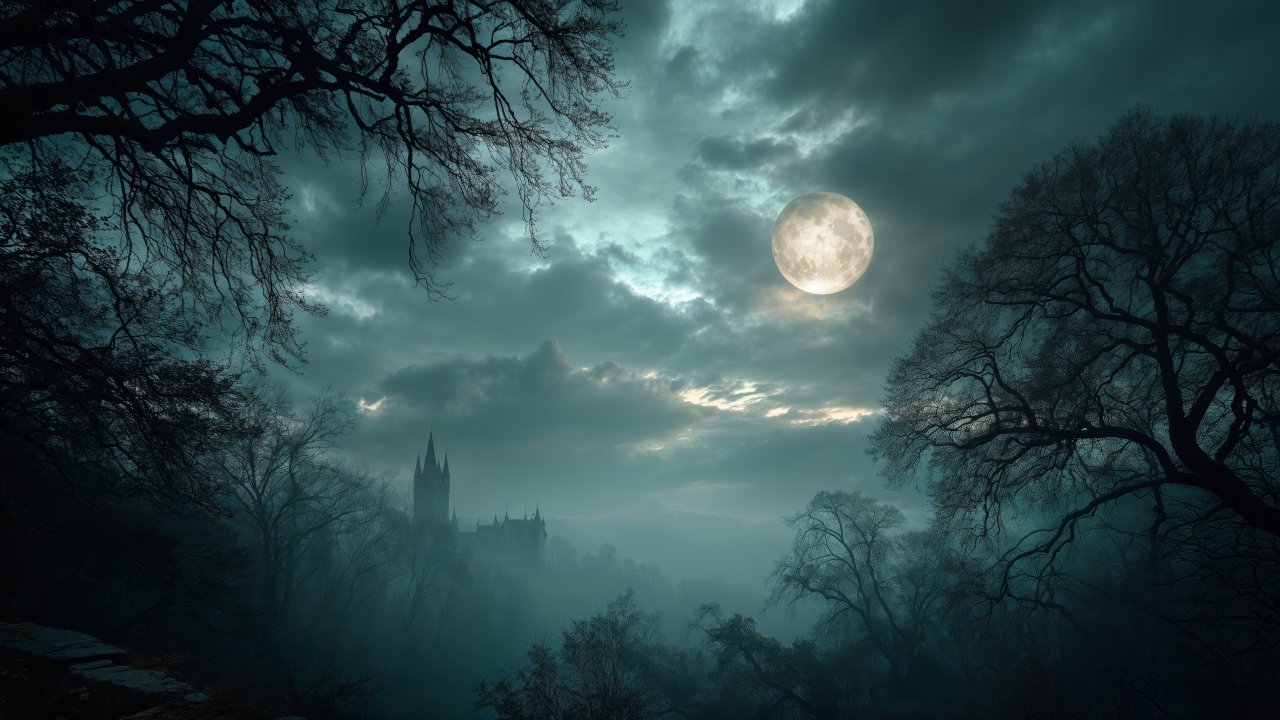 gothic wallpaper, dark clouds, supernatural, background for desktop wallpaper (horizontal)
