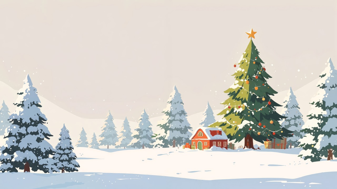 evergreen trees wallpaper, december holidays, snow-covered pine trees, background for desktop wallpaper (horizontal)