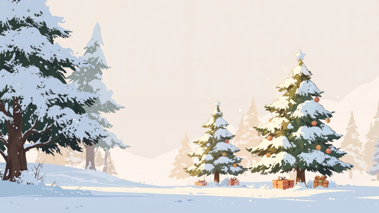 evergreen forest wallpaper, snowy forest, evergreen trees, background for desktop wallpaper (horizontal)